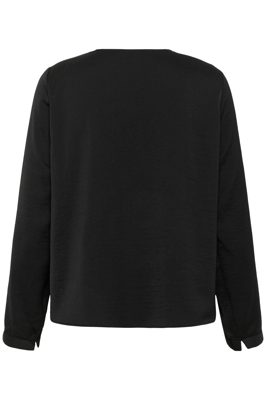 Vue arrière de la blouse Auda, noire, à coupe fluide et manches longues.