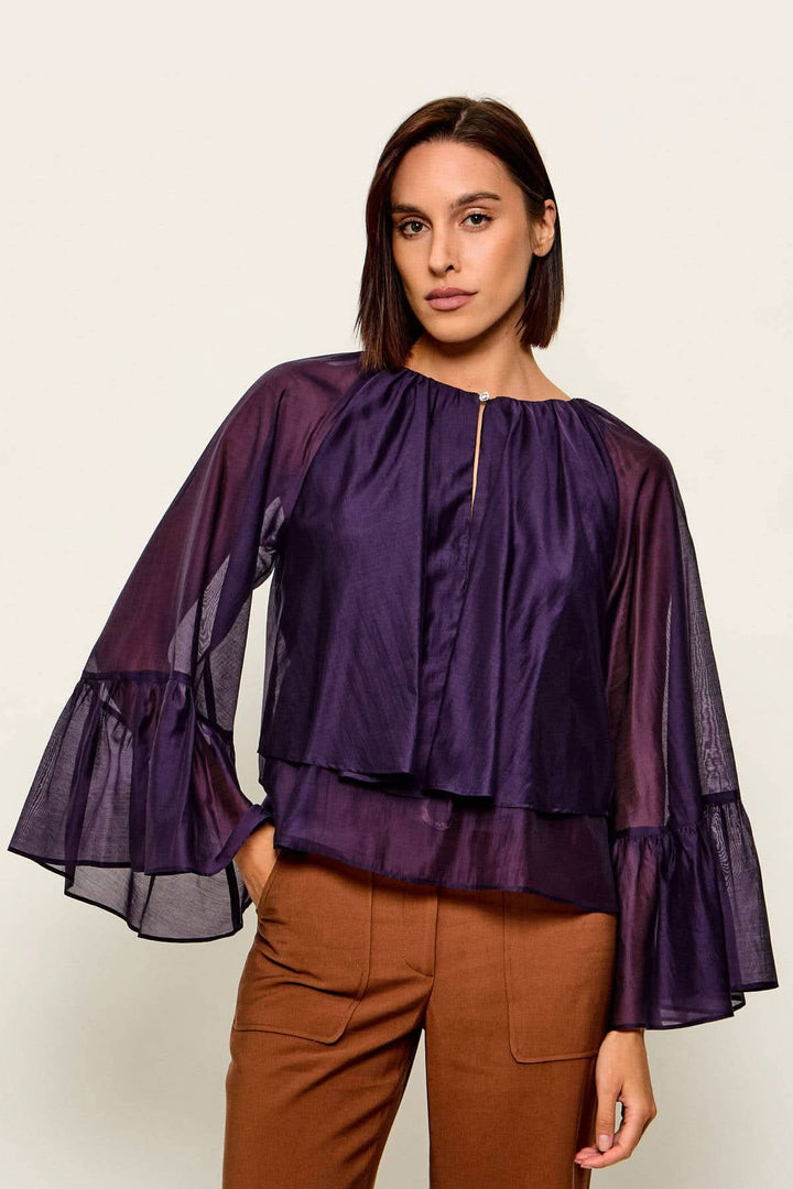 Blouse à manches amples en voile