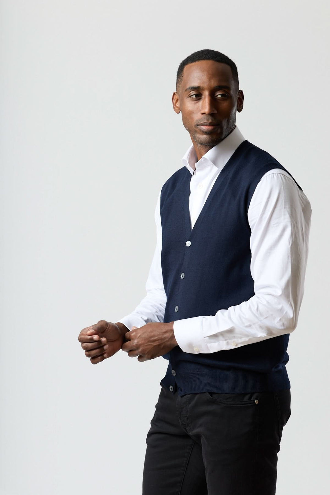 Gilet en laine mérinos à col en V