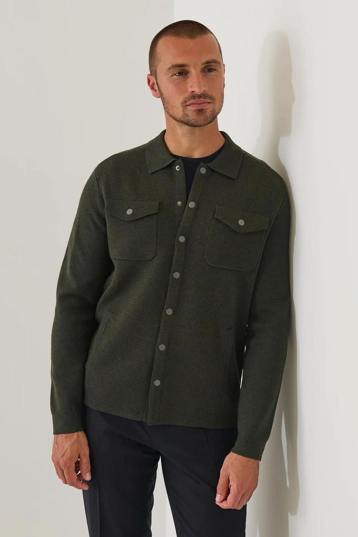 Surchemise en laine mérinos extra-fine à boutons-pression