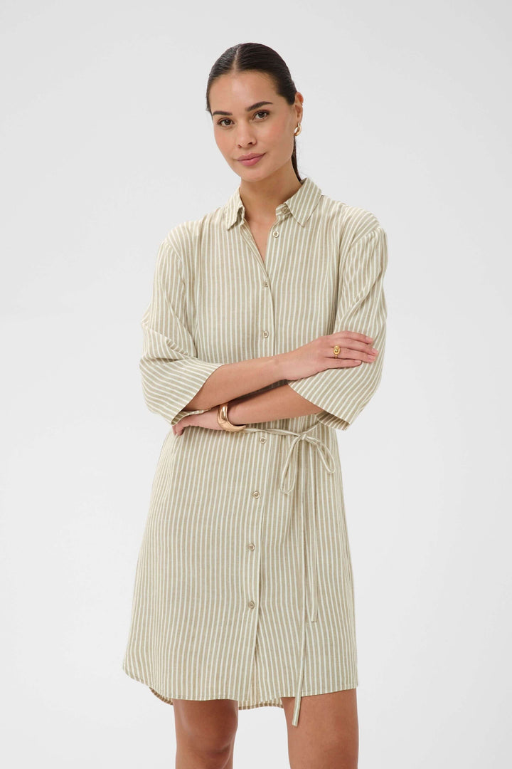 Milia Striped Shirt Dress with Belt