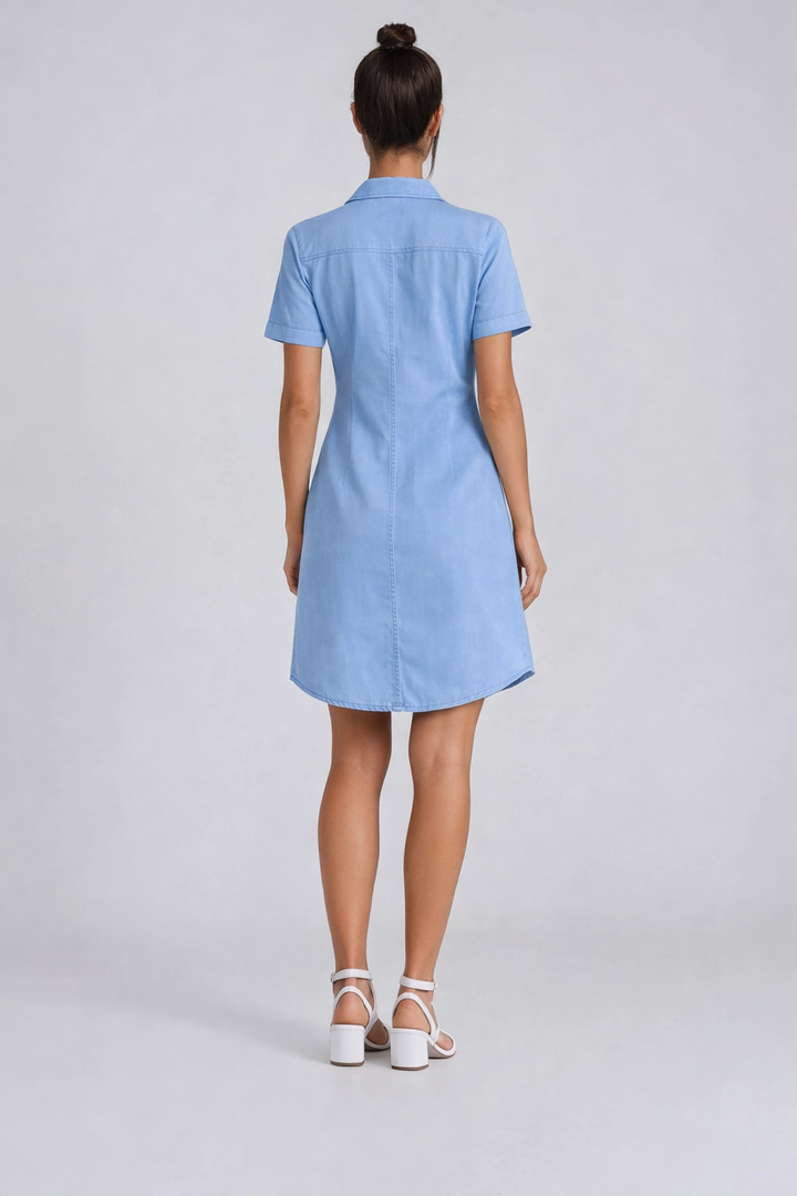 Short-sleeved button-down shirt dress
