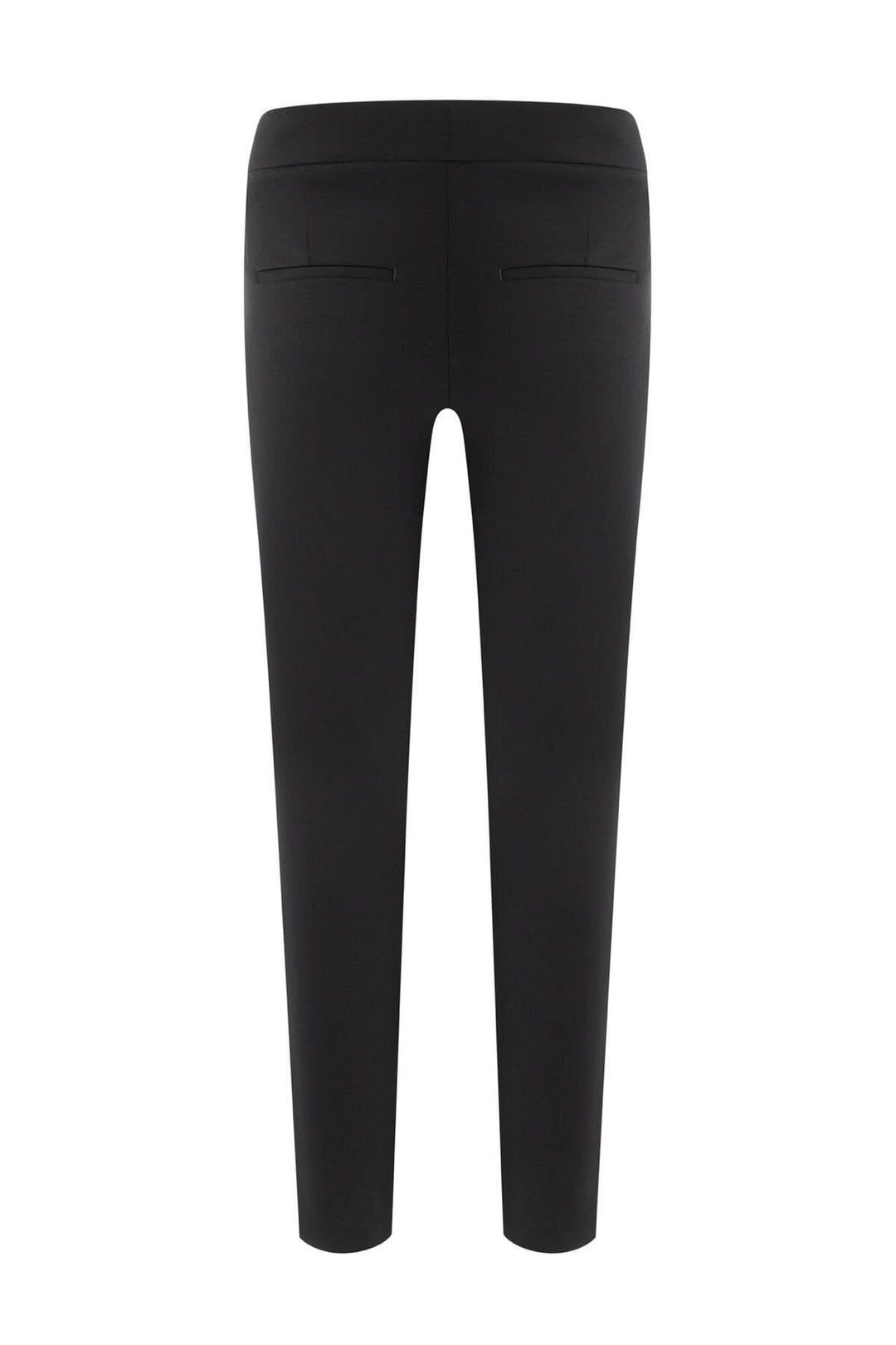 Pantalon habillé noir à jambe fuselée, finition classique, poches plaquées, rivets pyramidaux.