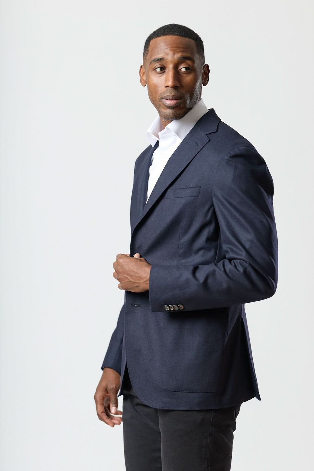 Veston léger en laine et cachemire marine