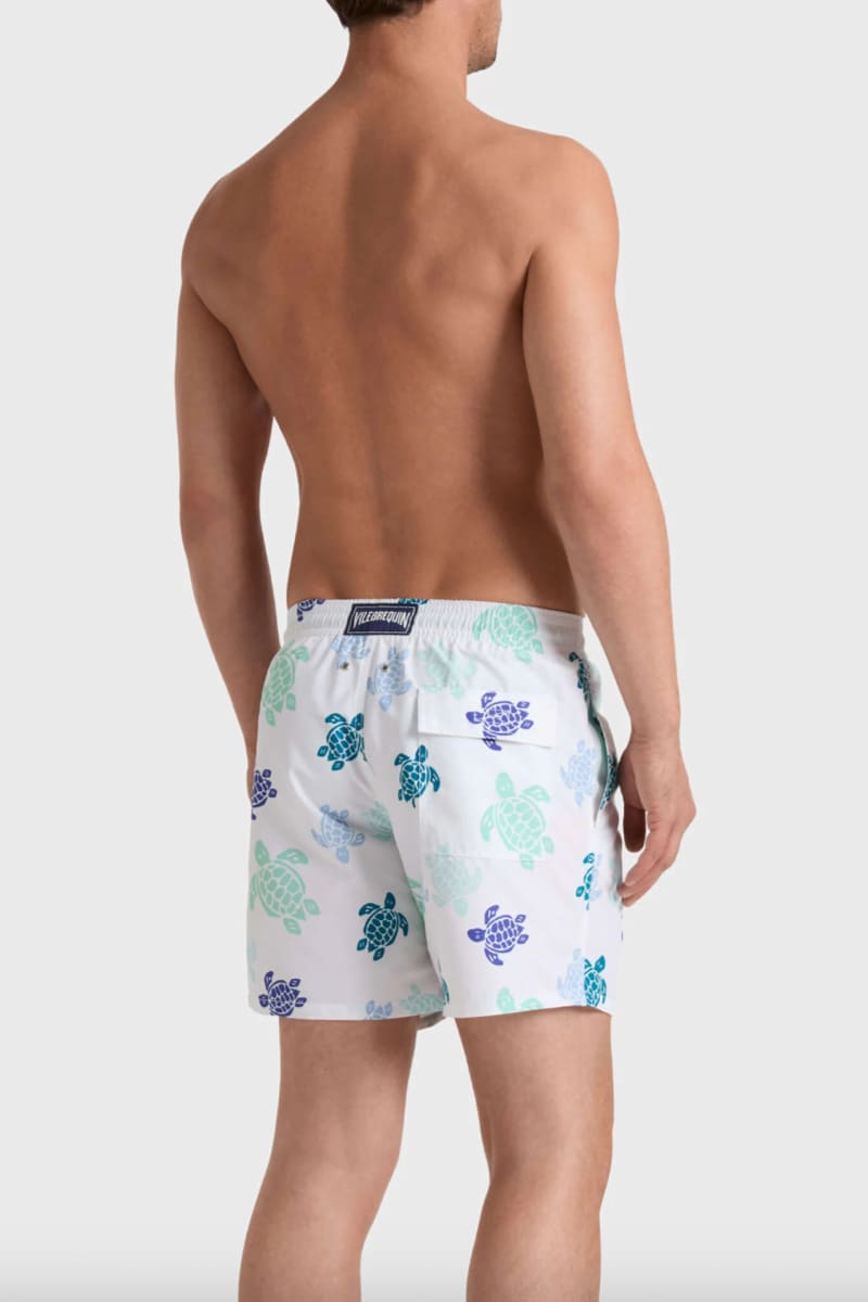 Front view of Vilebrequin green men's turtle-print swimsuit - Valérie Simon