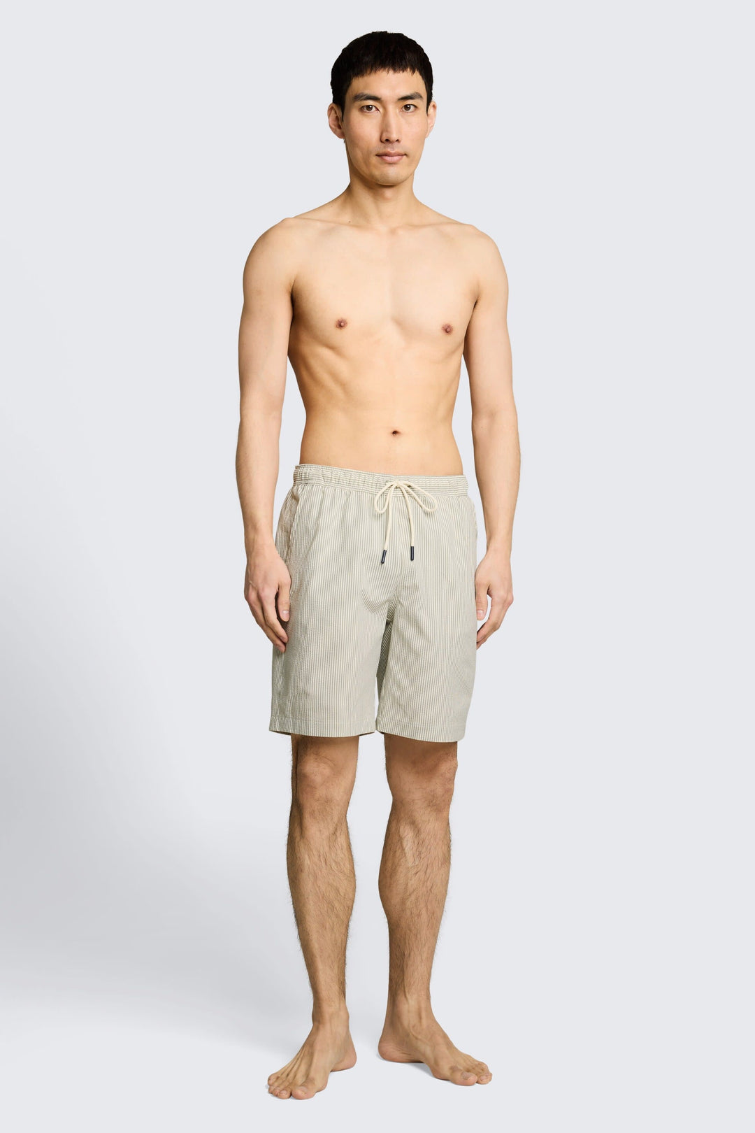 Vue de côté maillot de bain Tom Tailor homme rayé bleu à taille élastique - Valérie Simon