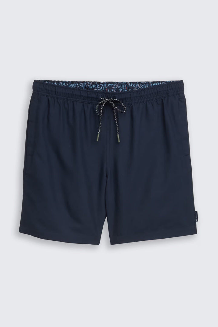 Vue de face maillot de bain Tom Tailor homme uni bleu avec cordon blanc - Valérie Simon