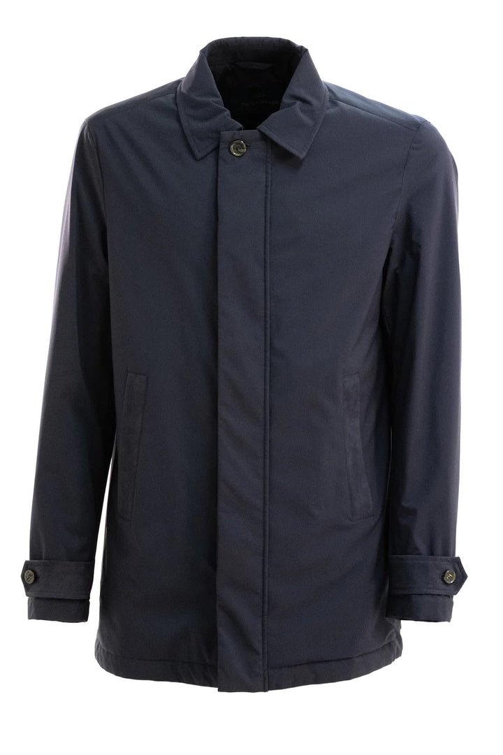 Front view of a black, lightweight Paul and Shark men&