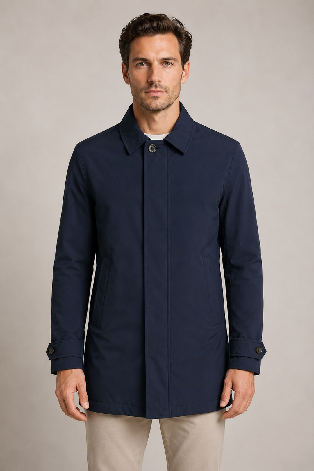Side view of a black Paul and Shark lightweight men&