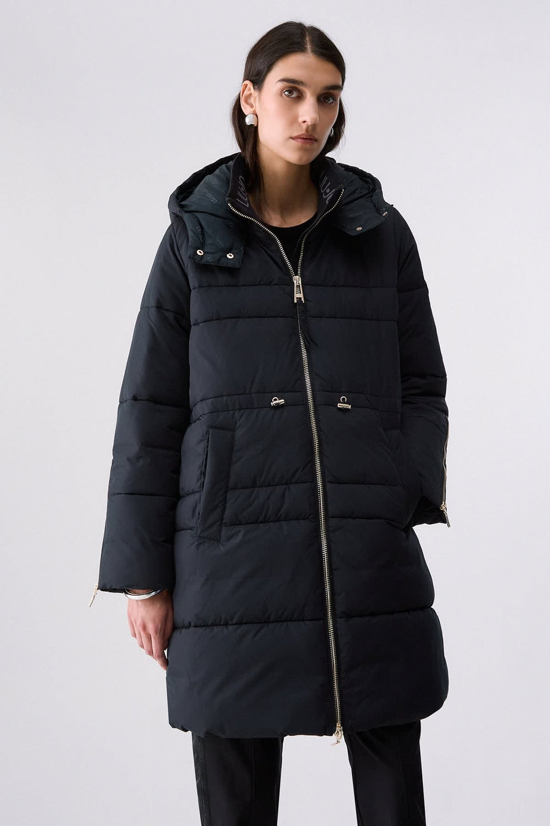 Manteau long matelassé à capuchon pour femme liujo