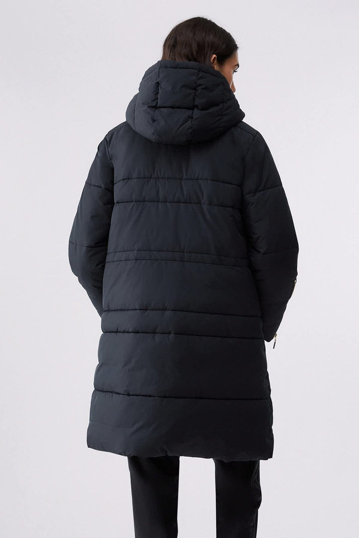 Manteau long matelassé à capuchon pour femme liujo