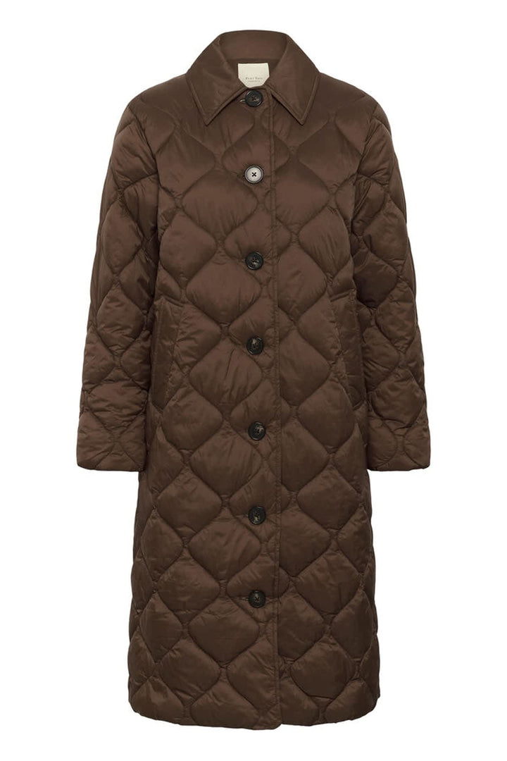 Vue de face manteau matelassé Carine Part Two pour femme gris avec col montant - Valérie Simon