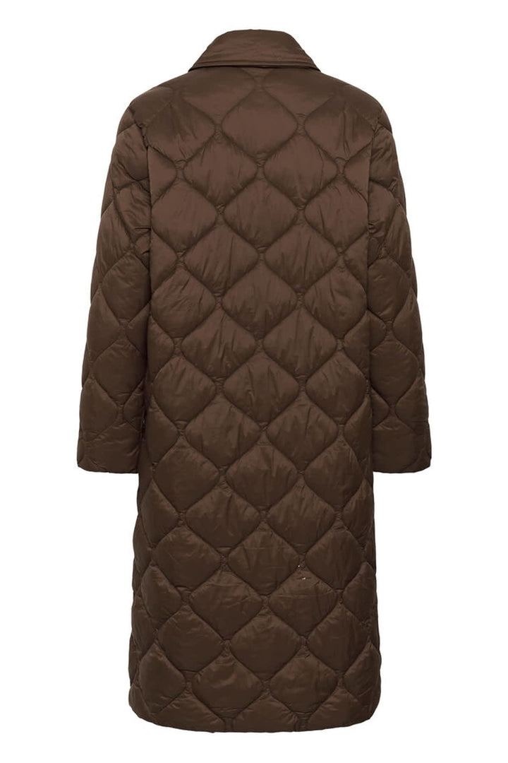 Vue de face manteau matelassé Part Two beige avec col haut pour femme - Valérie Simon