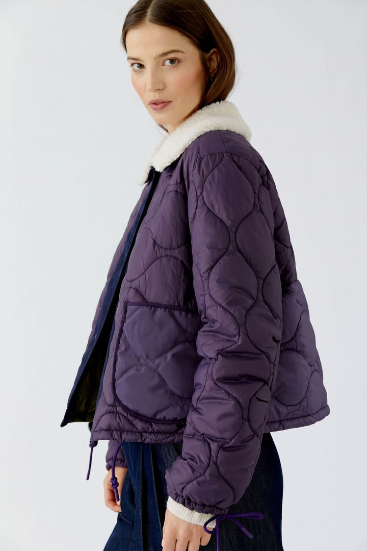 Vue de face manteau réversible matelassé beige Oui pour femme - Valérie Simon