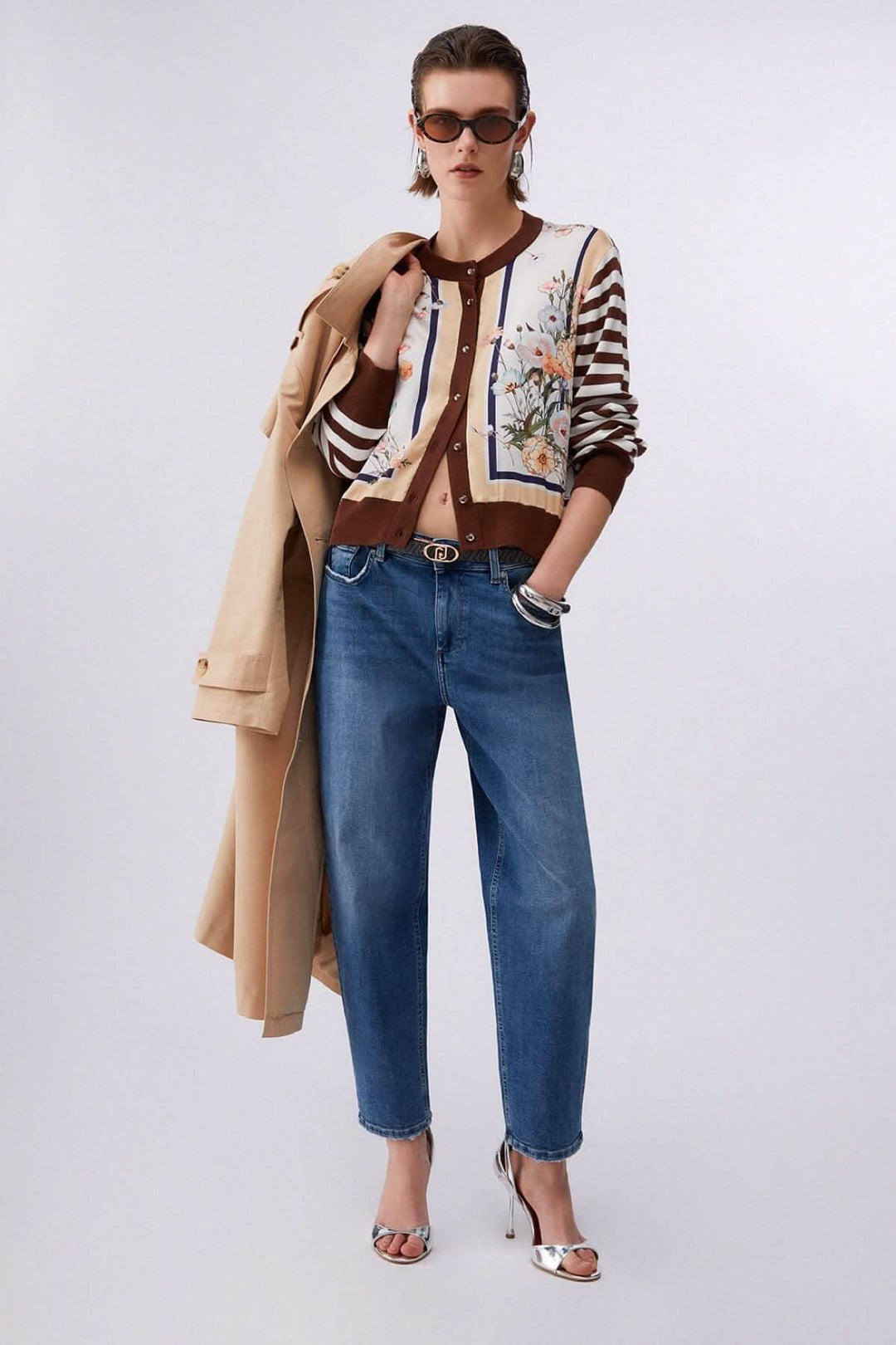 Cardigan à manches longues avec motifs contrastés