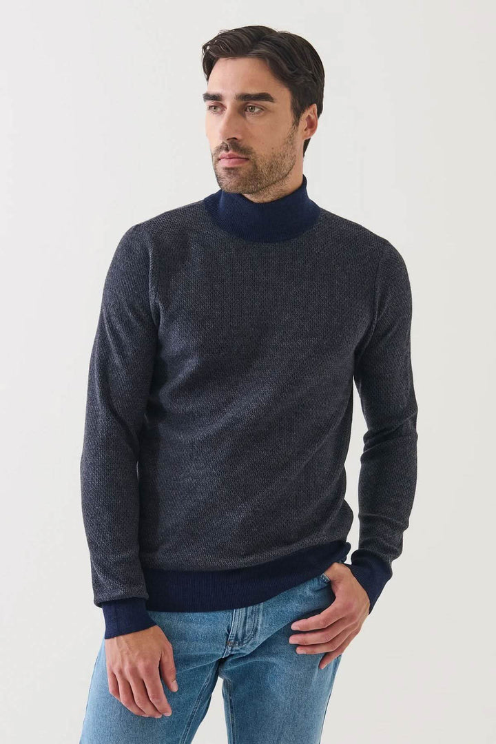 Col roulé texturé en laine mérinos extra-fine