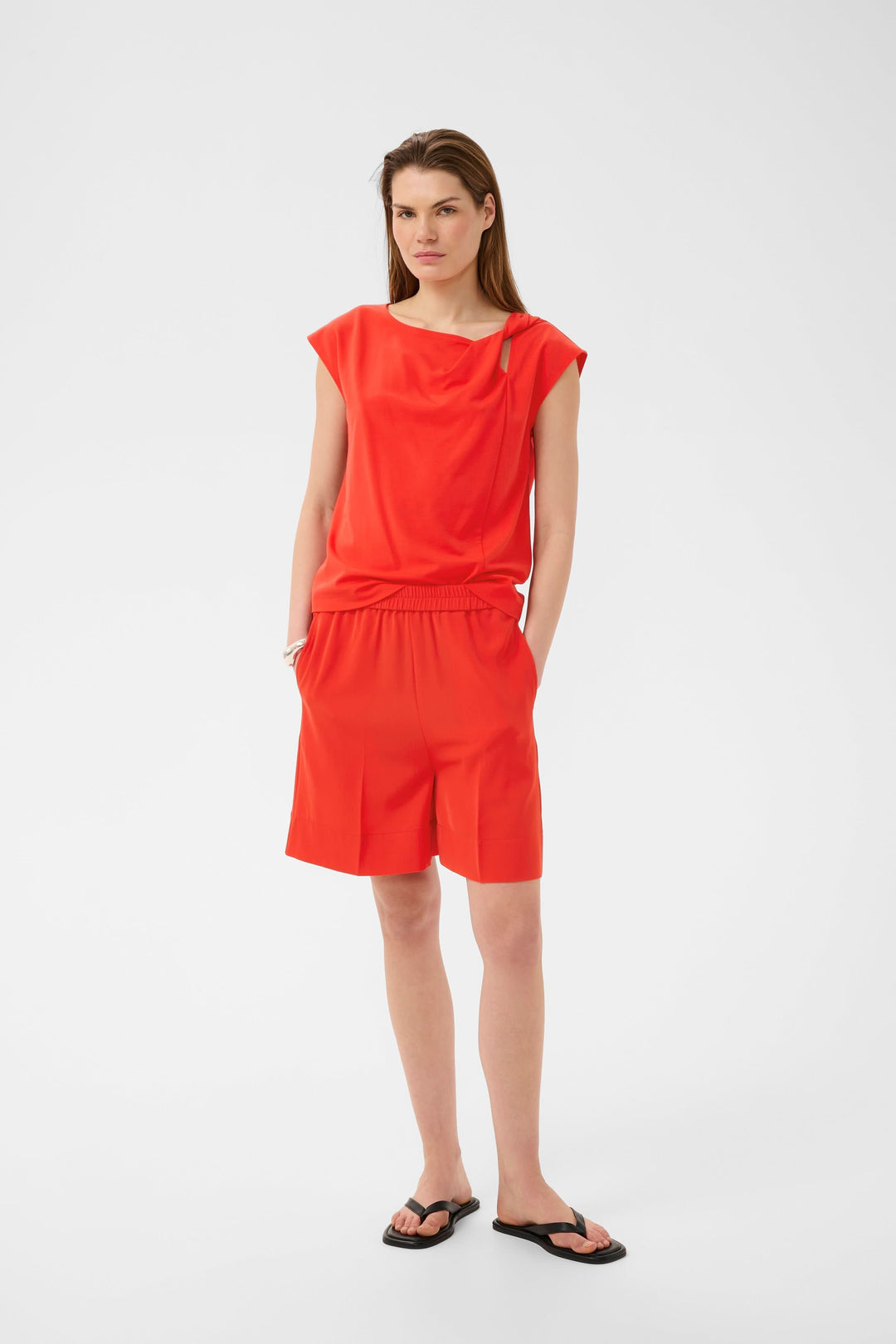 Pennie Flowy Blouse with a Draped Neckline