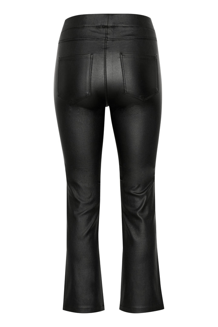 Pantalon Ada en simili cuir noir, coupe ajustée, s'arrêtant au-dessus de la cheville, vue arrière.