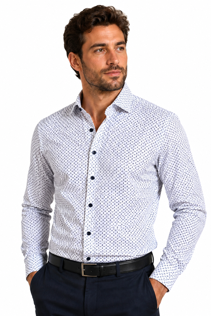 Geometric-print dress shirt