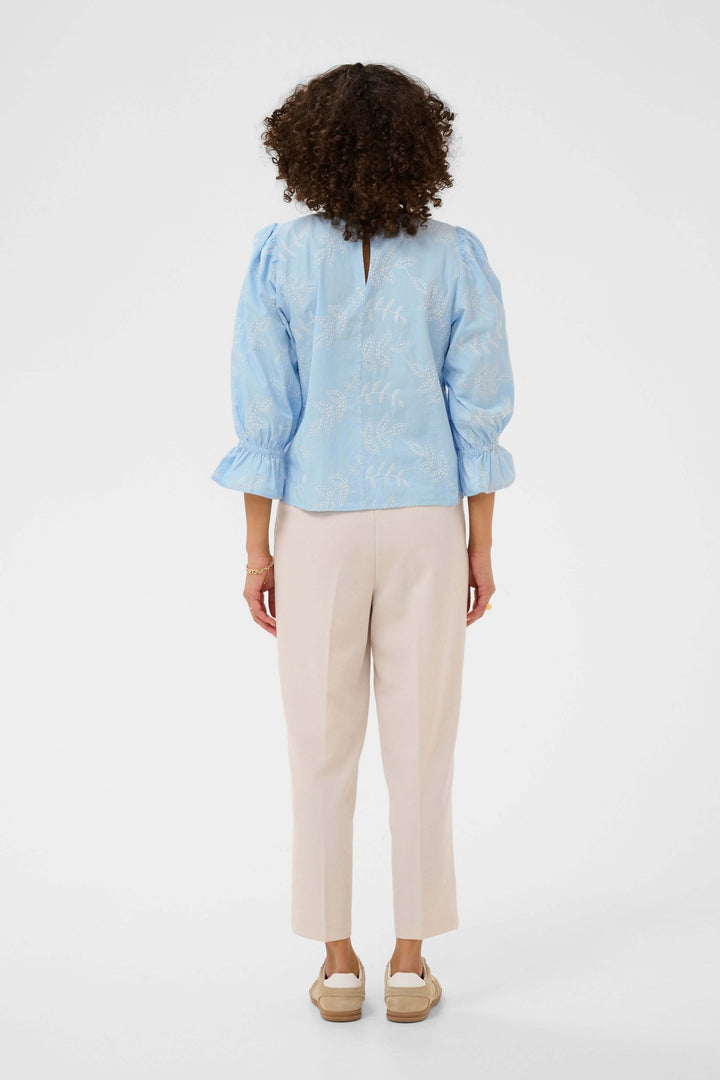 Marlee Embroidered Blouse with Three-Quarter Sleeves