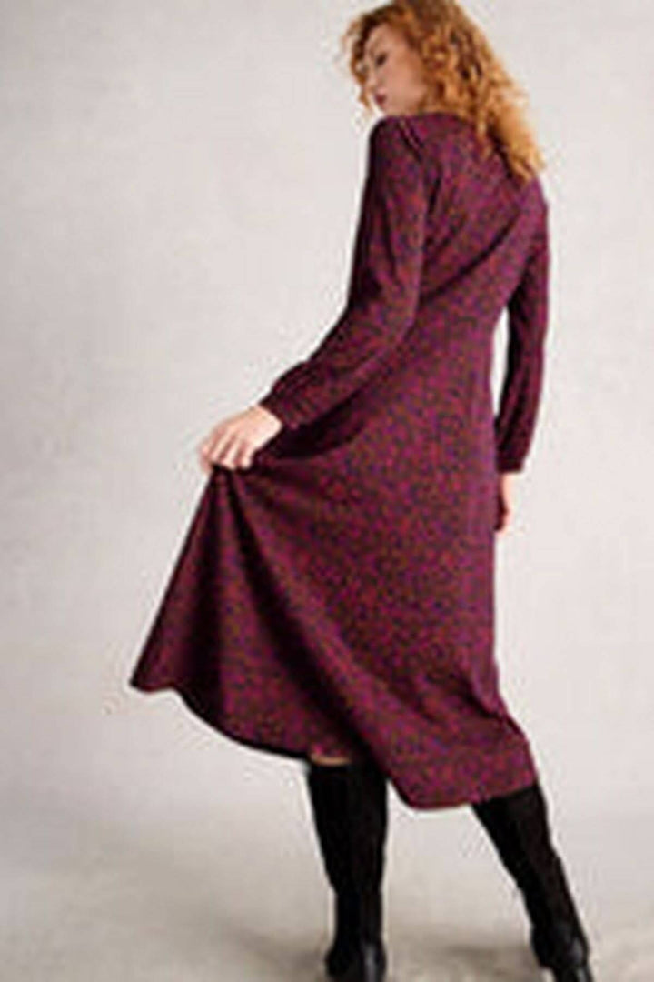 Robe midi en jersey col en V