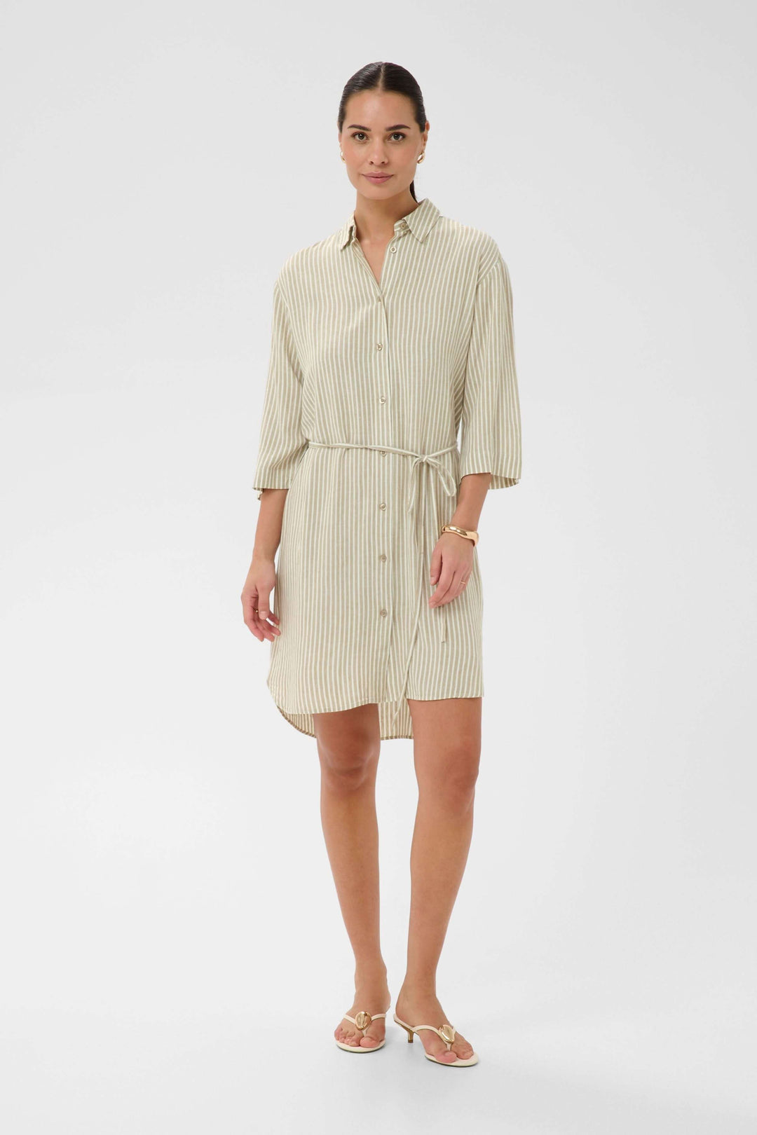 Milia Striped Shirt Dress with Belt