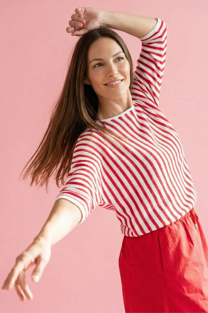 Tricot rayé manches trois-quarts