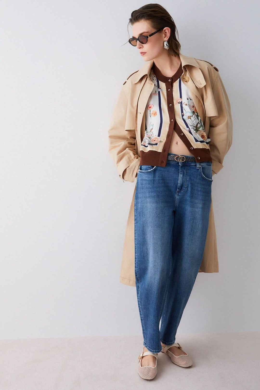 Cardigan à manches longues avec motifs contrastés