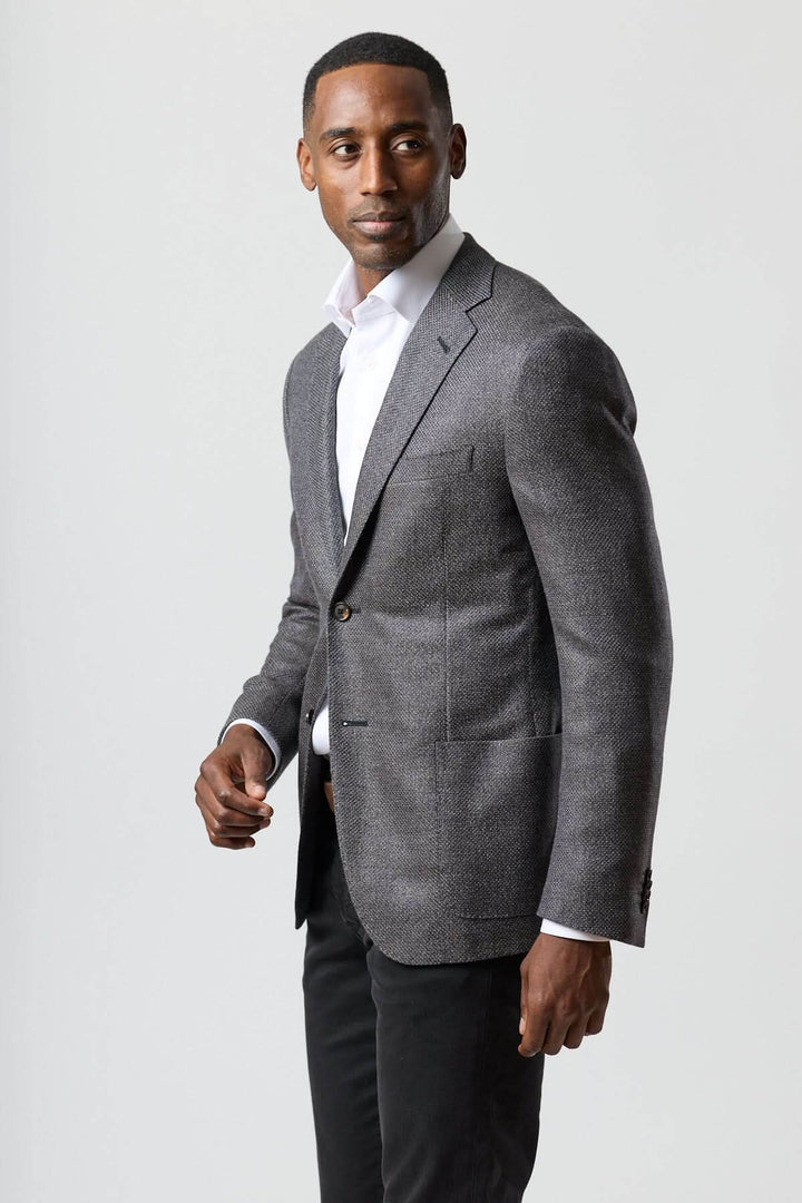 Veston en laine mélangée marine et charbon