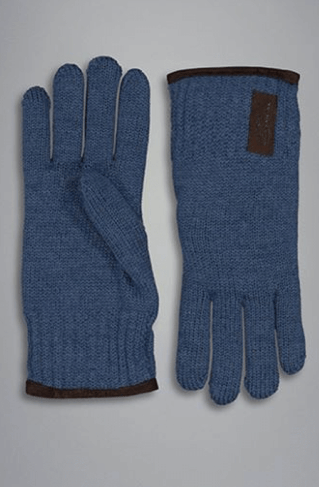 Gants en maille bleue doublés avec garniture en suédine, conçus pour le confort et le style en hiver.