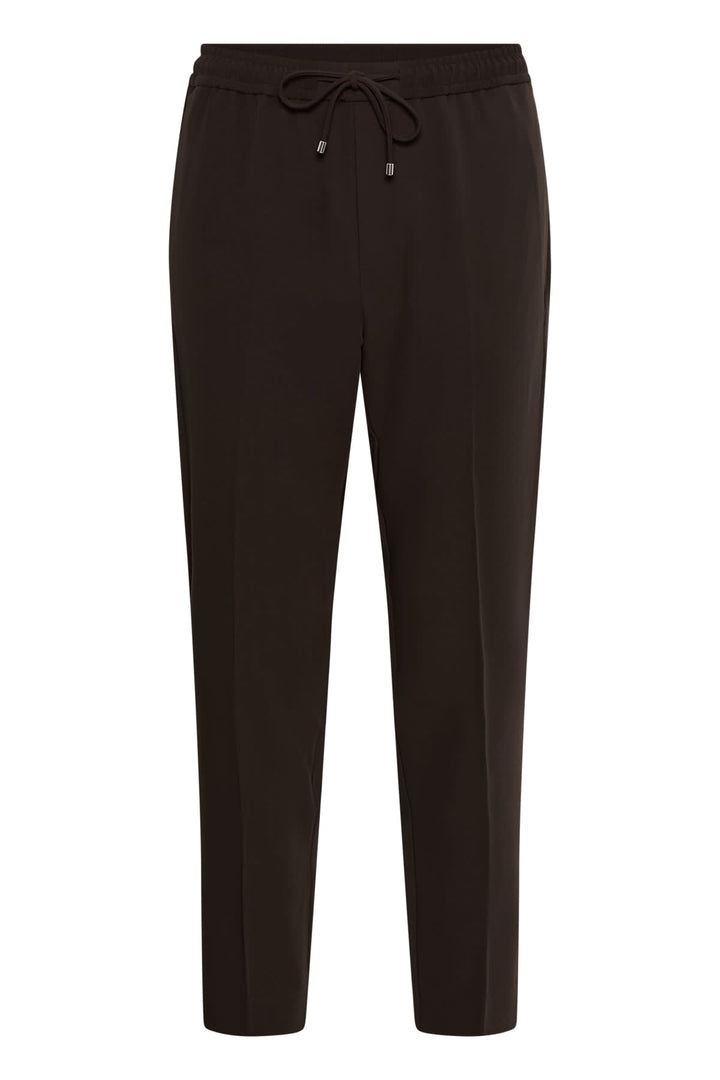 Vue de face pantalon habillé Adian Inwear pour femme noir avec plis discrets et ceinture fine - Valérie Simon