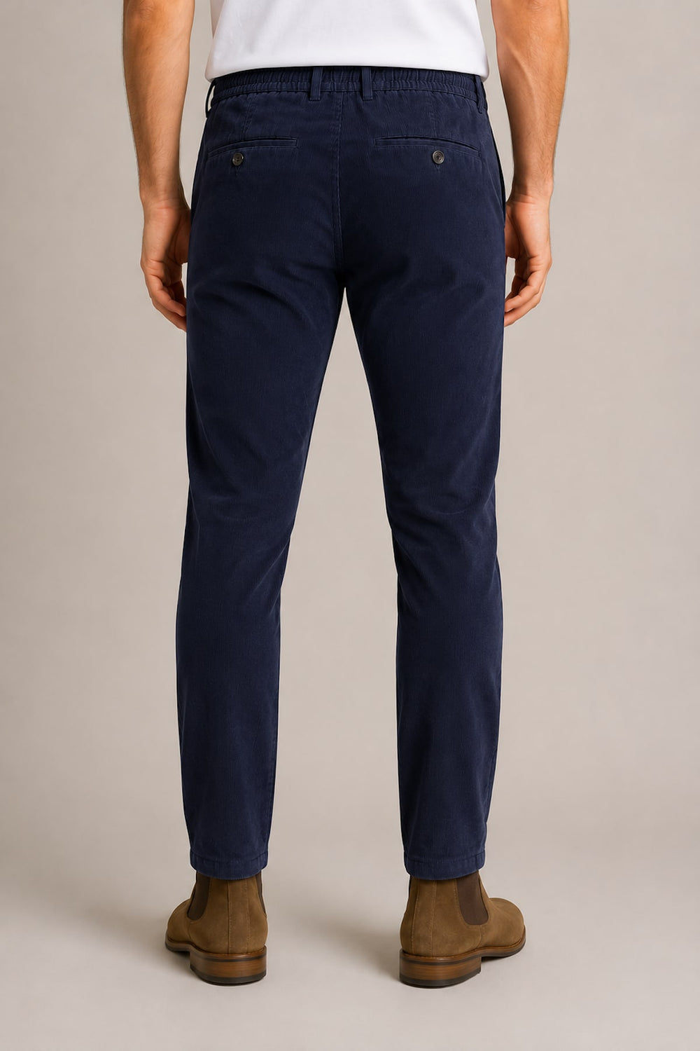 Side view of Paul and Shark brown corduroy chinos for men - Valérie Simon