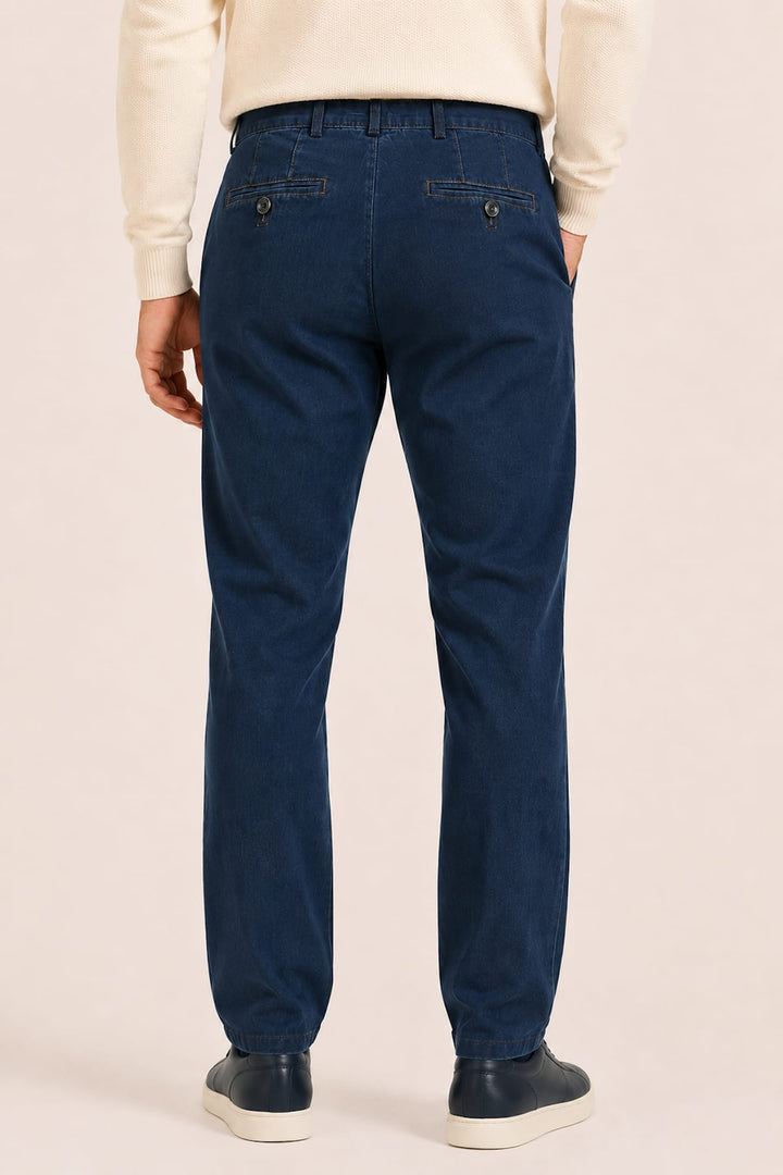 Vue arrière jean Meyer pour homme bleu foncé extensible - Valérie Simon