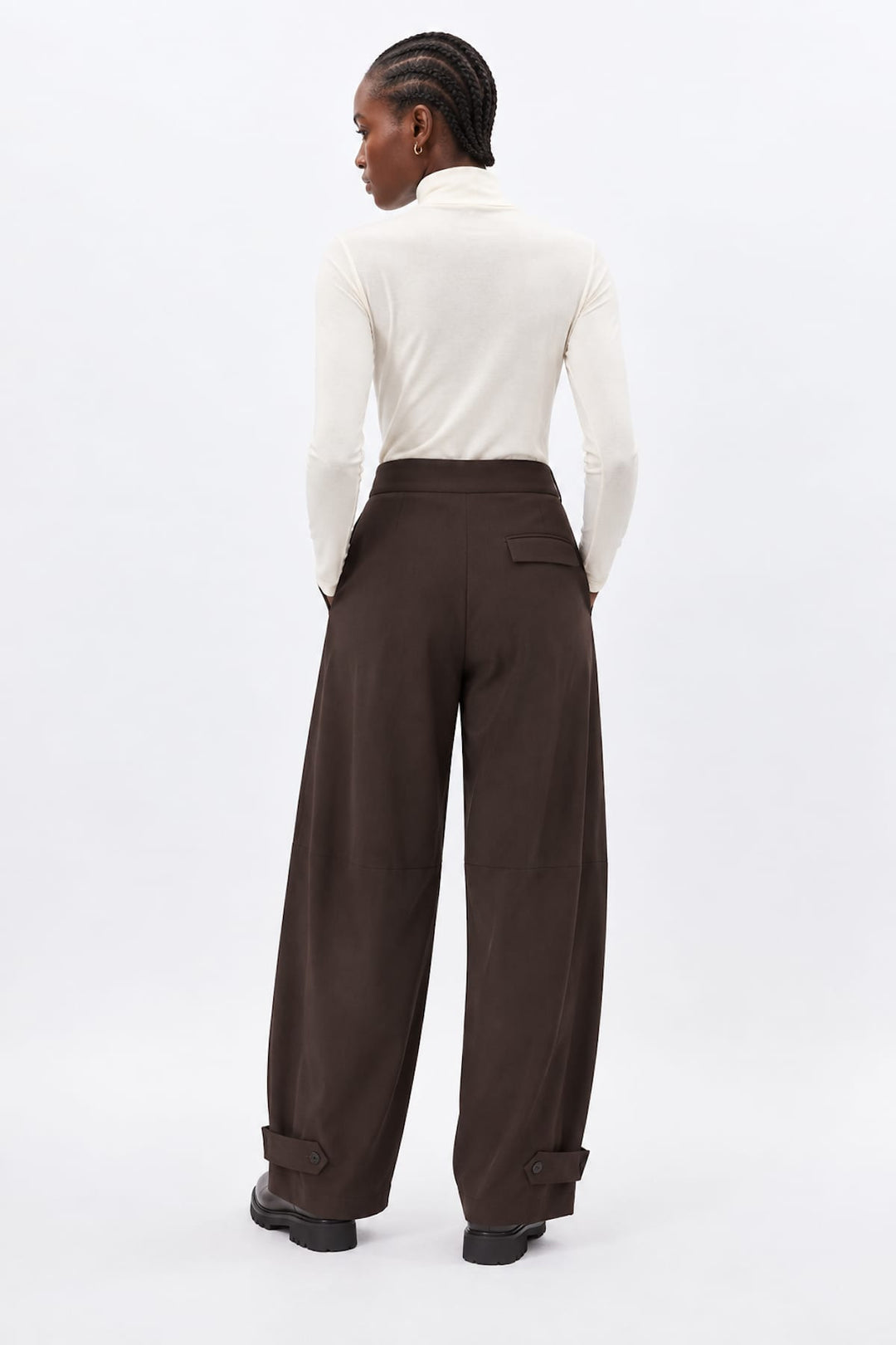 Front view of Mooni wide-leg dress pants for women Humility