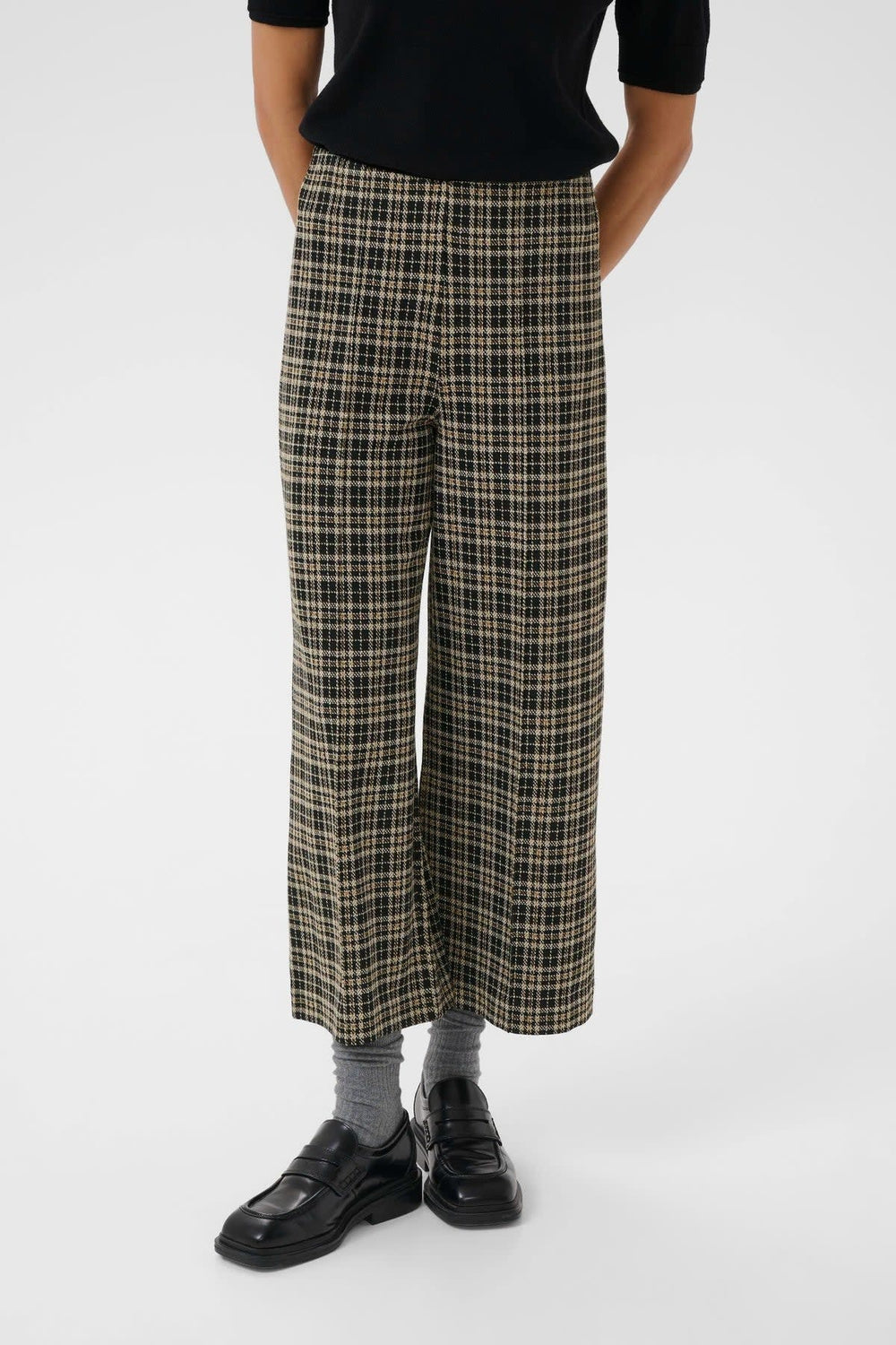 Women's front-view wide-leg plaid pants Part Two