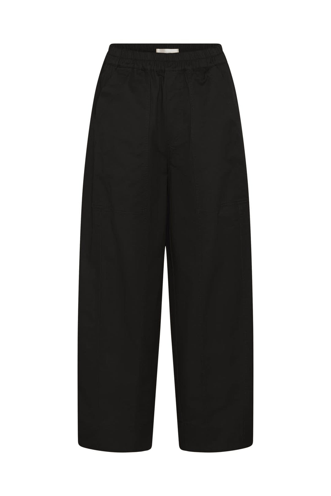 Vue de côté pantalon taille élastique Haiko noir pour femme - Valérie Simon
