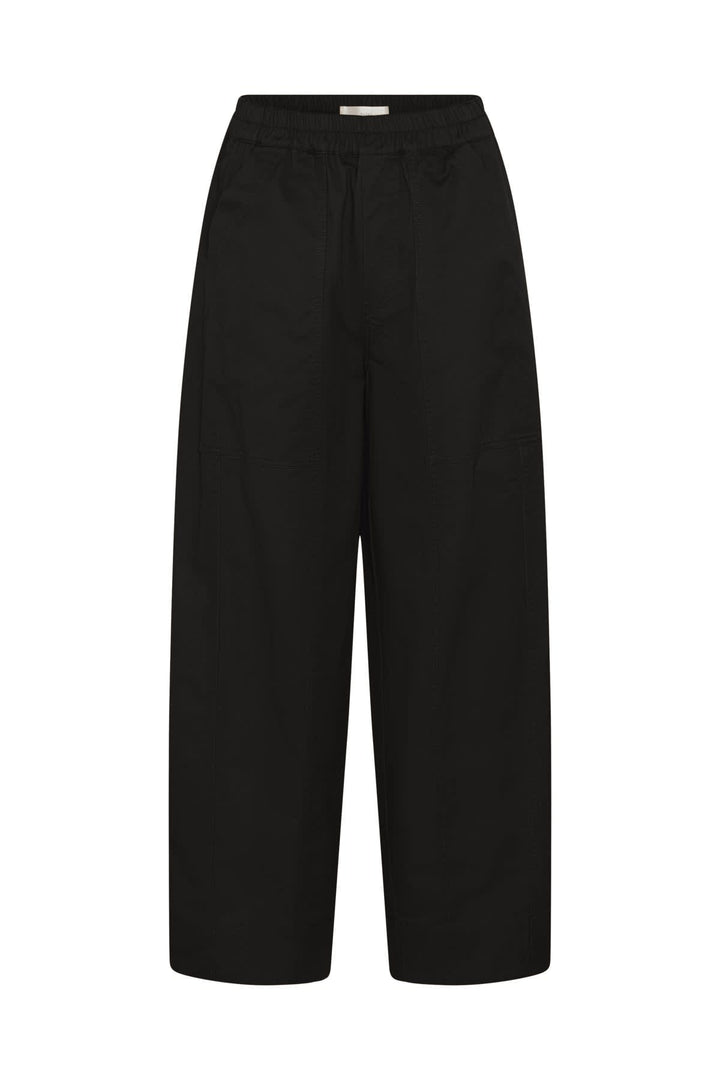 Vue de côté pantalon taille élastique Haiko noir pour femme - Valérie Simon