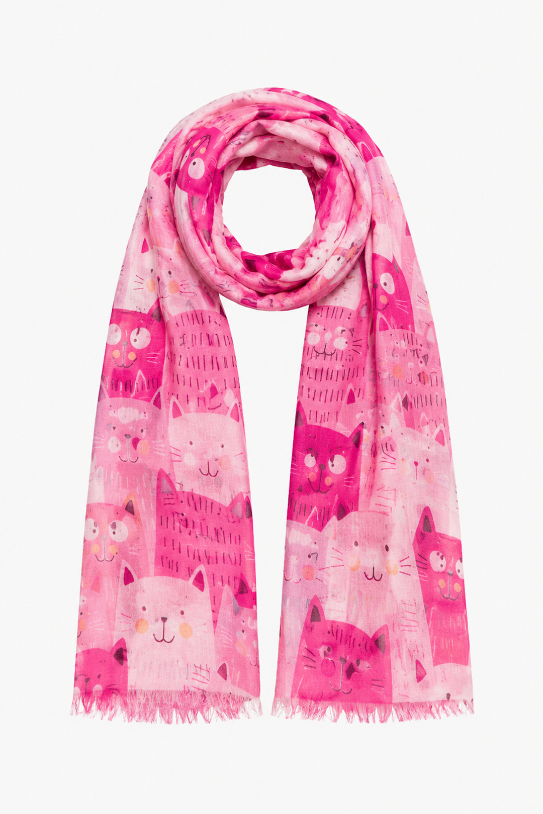 Lightweight scarf with a cat pattern
