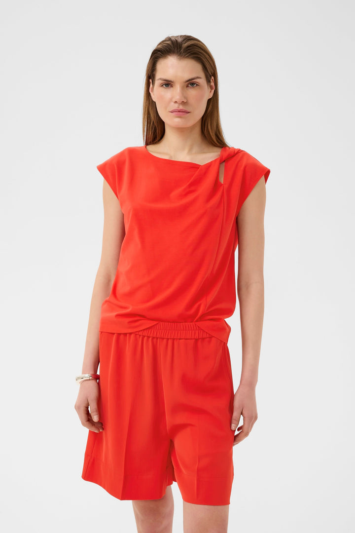 Pennie Flowy Blouse with a Draped Neckline