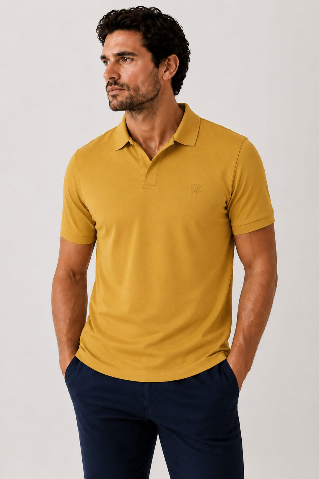 Front view of the Lief Horsens gray short-sleeve polo shirt for men with a classic collar - Valérie Simon