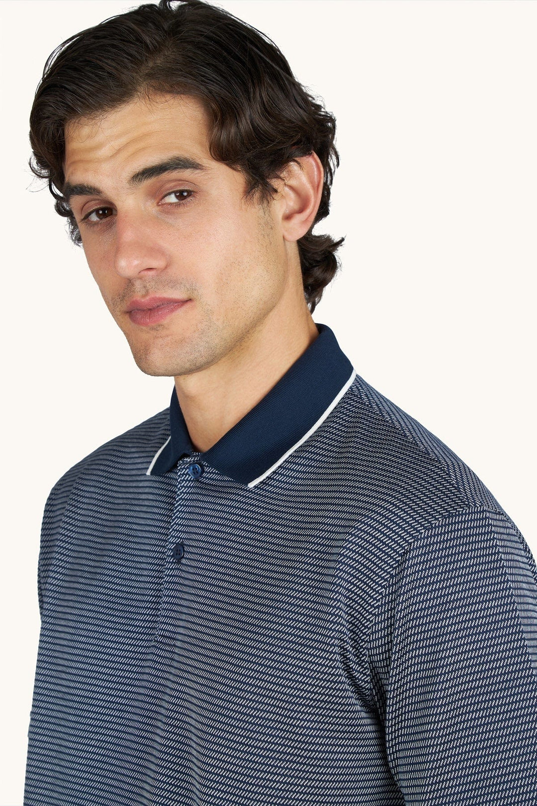 Front view of the Paul and Shark geometric polo shirt for men in blue and white - Valérie Simon