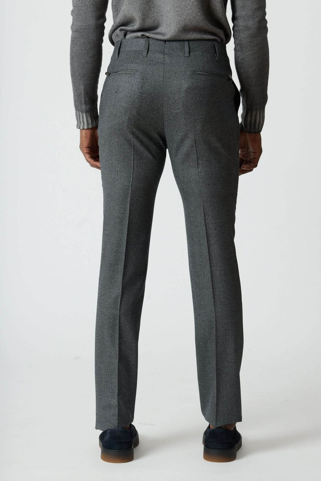 Pantalon habillé en laine à petits carreaux