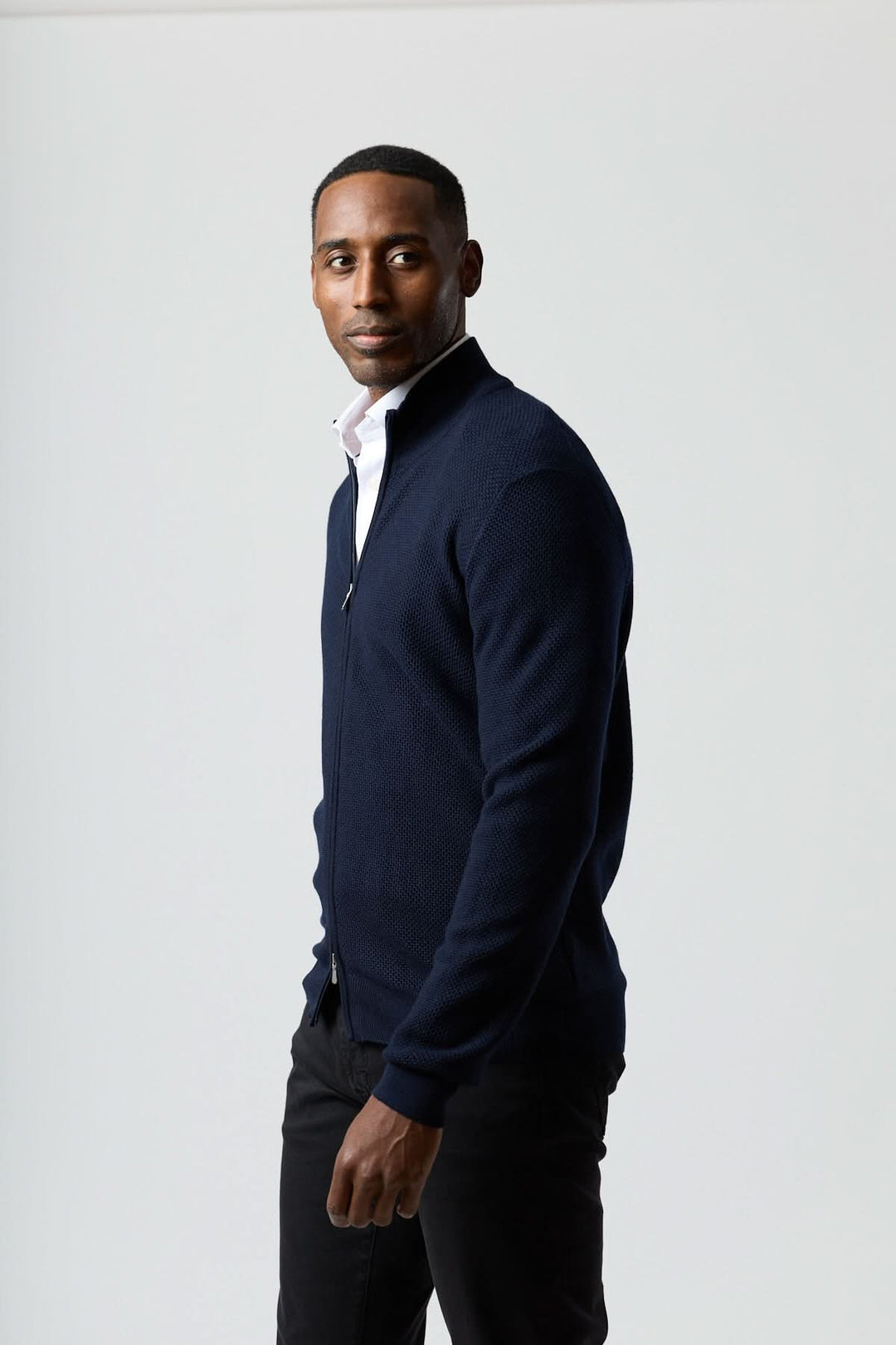 Cardigan zippé en maille texturée