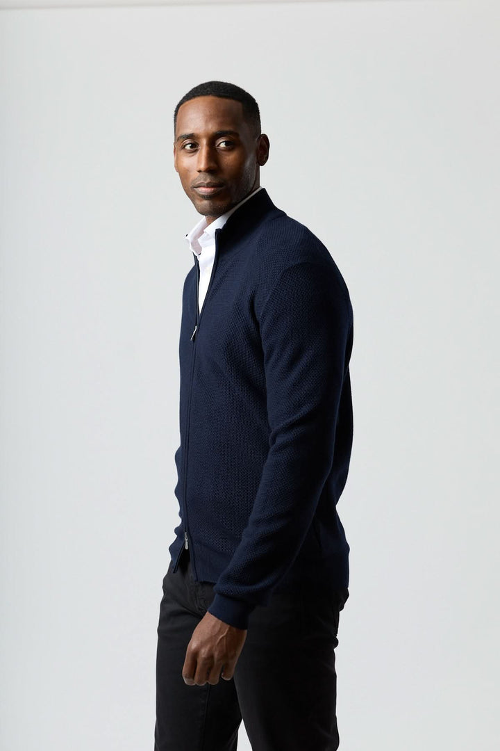 Cardigan zippé en maille texturée