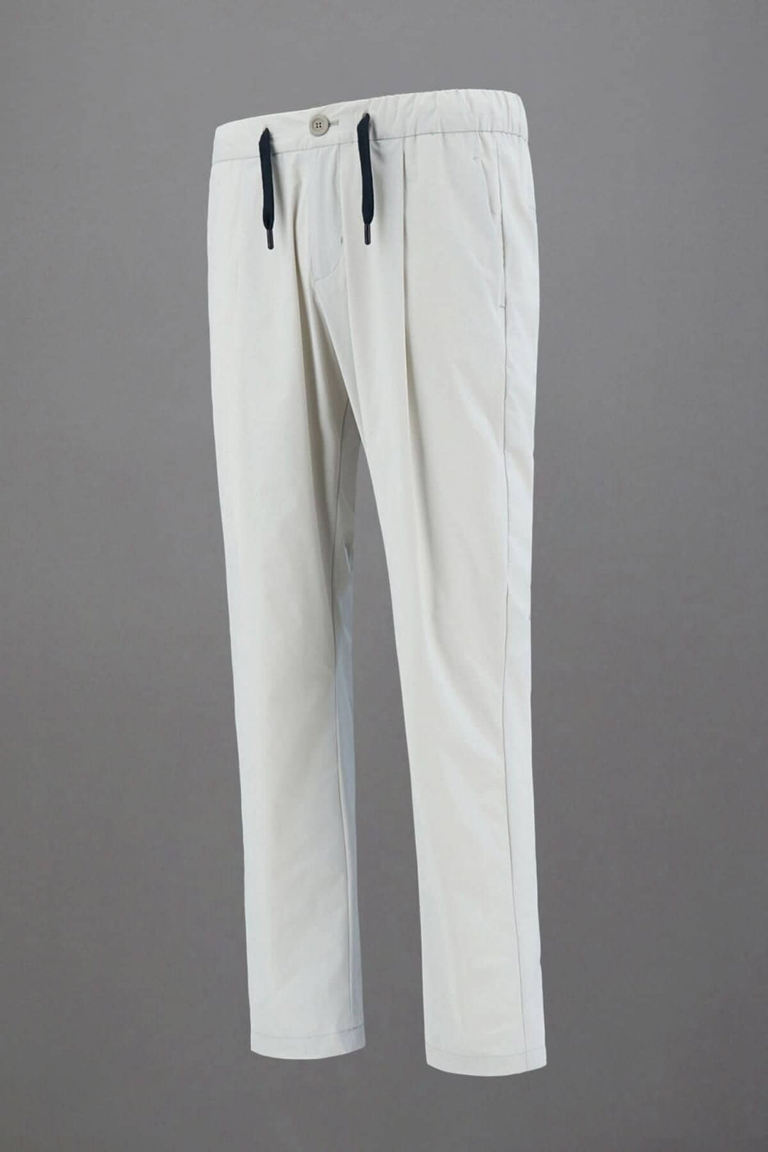 Pantalon Laminar en nylon blanc avec cordon de serrage, idéal pour un look sportif et sophistiqué.