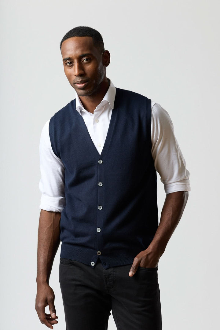 Gilet en laine mérinos à col en V