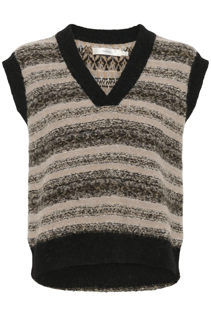 Débardeur sans manches Gilia en rayures douces, avec encolure en V et coupe ample pour un style décontracté.