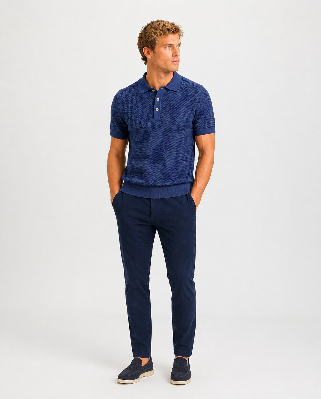 Polo texturé en coton