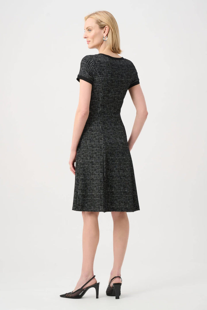 Front view of a textured Joseph Ribkoff dress for women in black - Valérie Simon