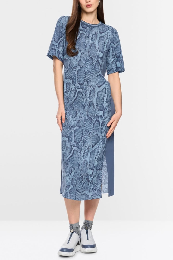 Vue de face robe ample à motif animalier Marc Cain pour femme beige avec manches longues - Valérie Simon